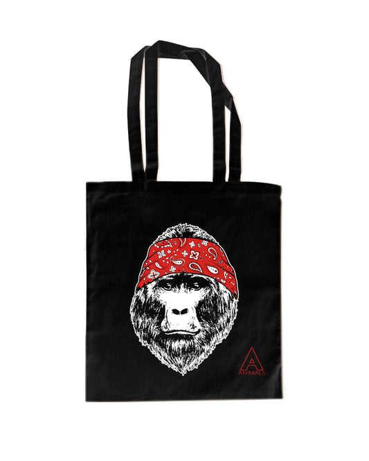 TOTE BAG GORILLA 100% COTTON BIO-COLORI BIANCO-NERO