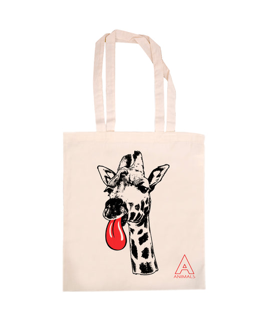 TOTE BAG GIRAFFA 100% COTTON BIO-COLORI BIANCO-NERO