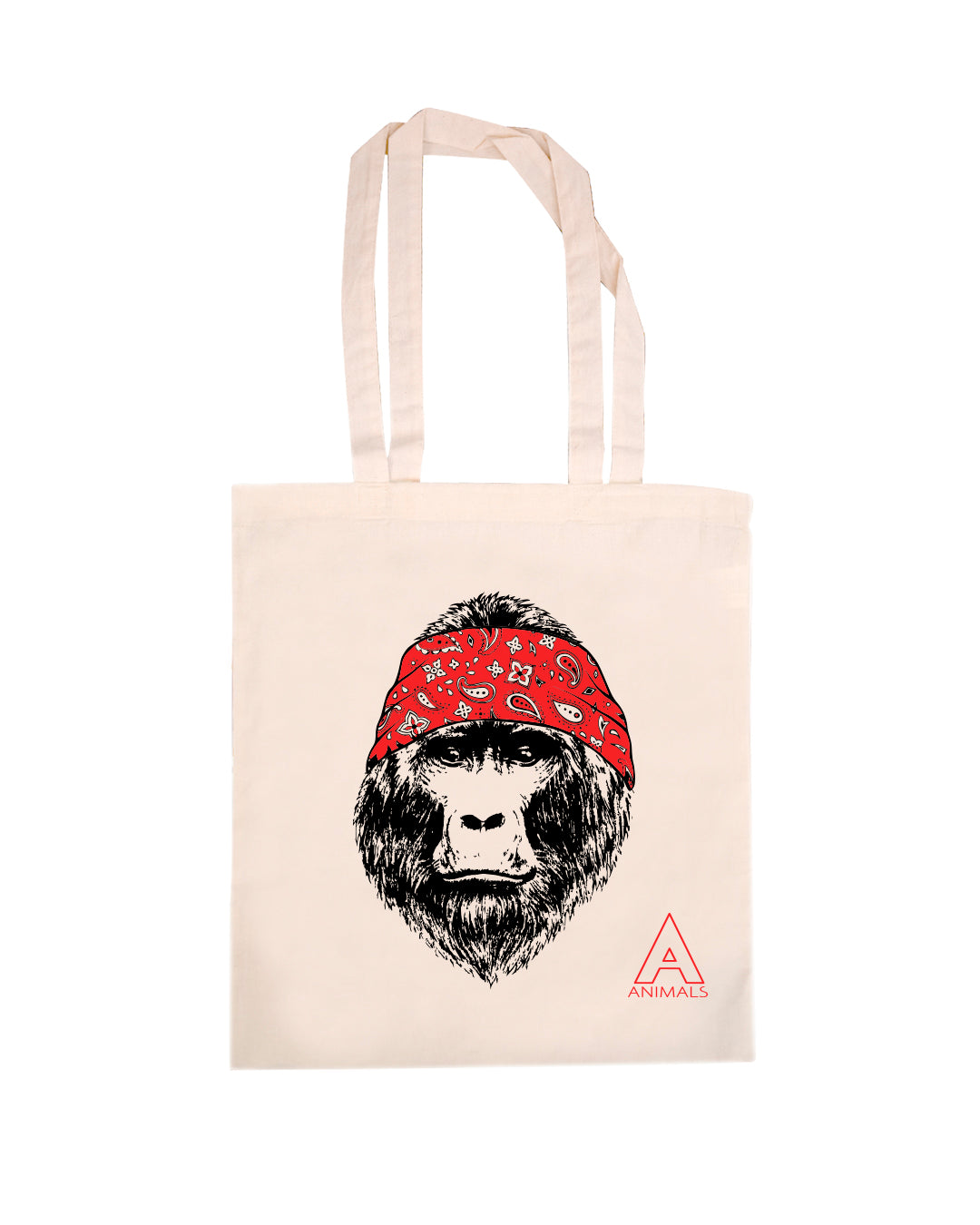 TOTE BAG GORILLA 100% COTTON BIO-COLORI BIANCO-NERO