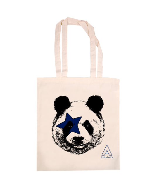 TOTE BAG PANDA  100% COTTON BIO-COLORI BIANCO-NERO